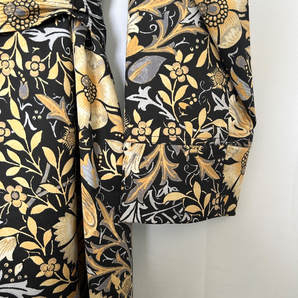 Sigrid Olsen Black and Yellow Floral Print Trench Coat - Picture 8 of 11